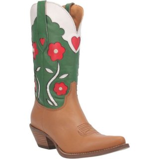 WOMEN'S DINGO COMIN UP ROSES LEATHER BOOT-CAMEL | FREE SHIPPING