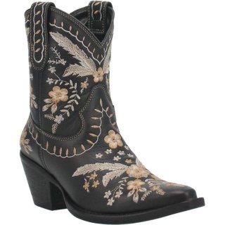 WOMEN'S DINGO PRIMROSE LEATHER BOOTIE-BLACK | FREE SHIPPING