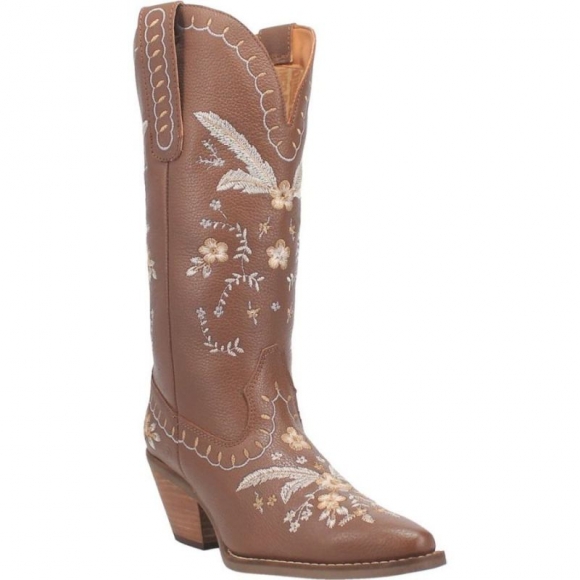 WOMEN'S DINGO FULL BLOOM LEATHER BOOT-BROWN | FREE SHIPPING