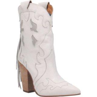 WOMEN'S DINGO LADY'S NIGHT LEATHER BOOTIE-WHITE | FREE SHIPPING