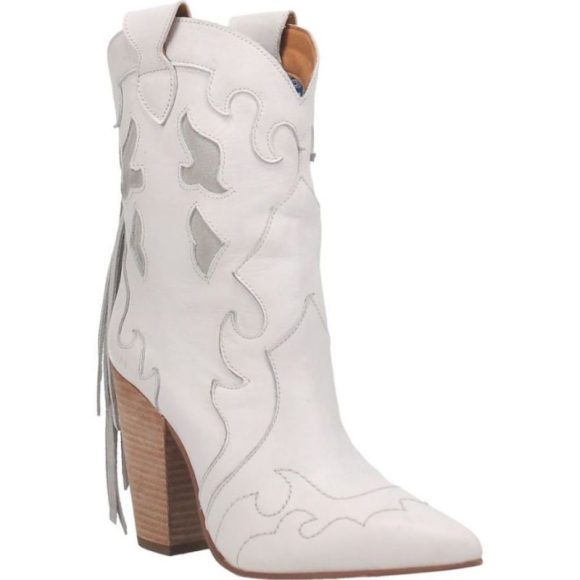 WOMEN'S DINGO LADY'S NIGHT LEATHER BOOTIE-WHITE | FREE SHIPPING