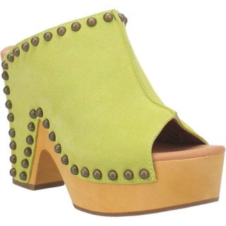 WOMEN'S DINGO PEACE N' LOVE LEATHER CLOG-LIME | FREE SHIPPING