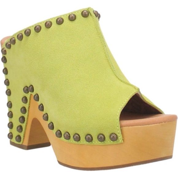 WOMEN'S DINGO PEACE N' LOVE LEATHER CLOG-LIME | FREE SHIPPING