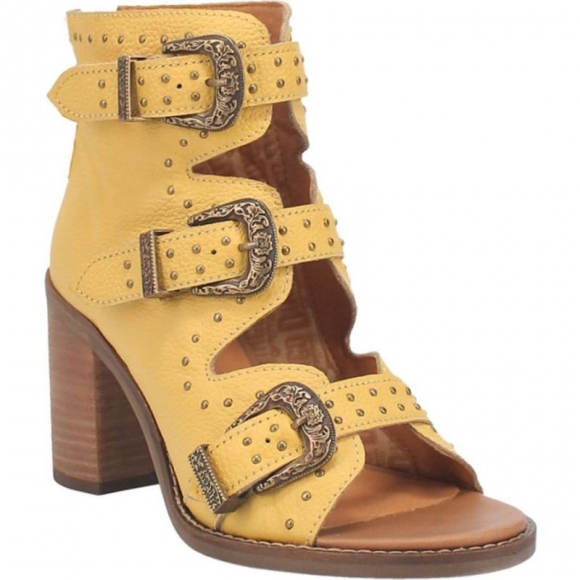 WOMEN'S DINGO ZIGGY LEATHER SANDAL-YELLOW | FREE SHIPPING