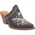 WOMEN'S DINGO WILDFLOWER LEATHER MULE-BLACK | FREE SHIPPING