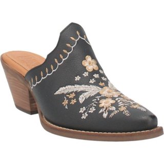WOMEN'S DINGO WILDFLOWER LEATHER MULE-BLACK | FREE SHIPPING