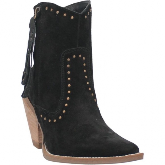 WOMEN'S DINGO CLASSY N' SASSY LEATHER BOOTIE-BLACK SUEDE | FREE SHIPPING