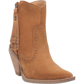 WOMEN'S DINGO CLASSY N' SASSY LEATHER BOOTIE-CAMEL SUEDE | FREE SHIPPING