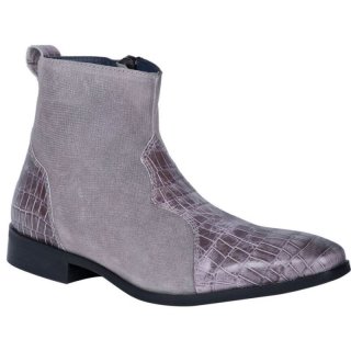 MEN'S DINGO DUNN LEATHER BOOT-GREY | FREE SHIPPING