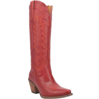 WOMEN'S DINGO HIGH COTTON LEATHER BOOT-RED | FREE SHIPPING