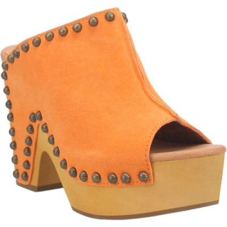 WOMEN'S DINGO PEACE N' LOVE LEATHER CLOG-ORANGE | FREE SHIPPING