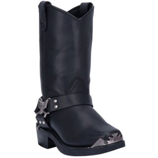 MEN'S DINGO CHOPPER LEATHER HARNESS BOOT-BLACK | FREE SHIPPING