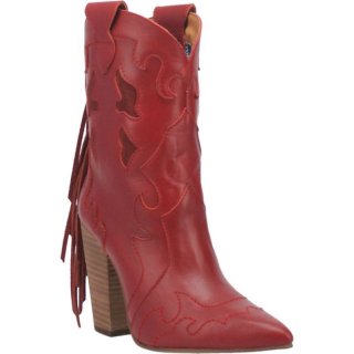 WOMEN'S DINGO LADY'S NIGHT LEATHER BOOTIE-RED | FREE SHIPPING