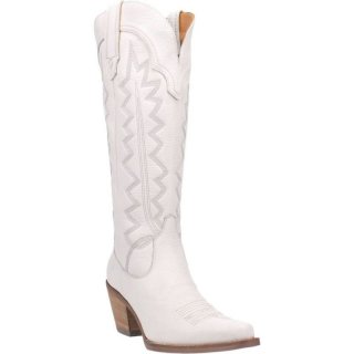 WOMEN'S DINGO HIGH COTTON LEATHER BOOT-WHITE | FREE SHIPPING