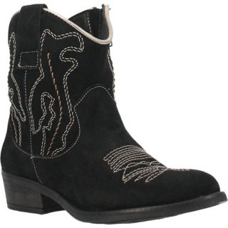 WOMEN'S DINGO DAISY MAE LEATHER BOOTIE-BLACK | FREE SHIPPING