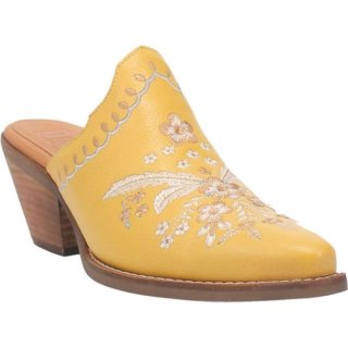 WOMEN'S DINGO WILDFLOWER LEATHER MULE-YELLOW | FREE SHIPPING