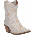 WOMEN'S DINGO PRIMROSE LEATHER BOOTIE-WHITE | FREE SHIPPING