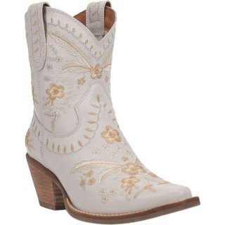 WOMEN'S DINGO PRIMROSE LEATHER BOOTIE-WHITE | FREE SHIPPING