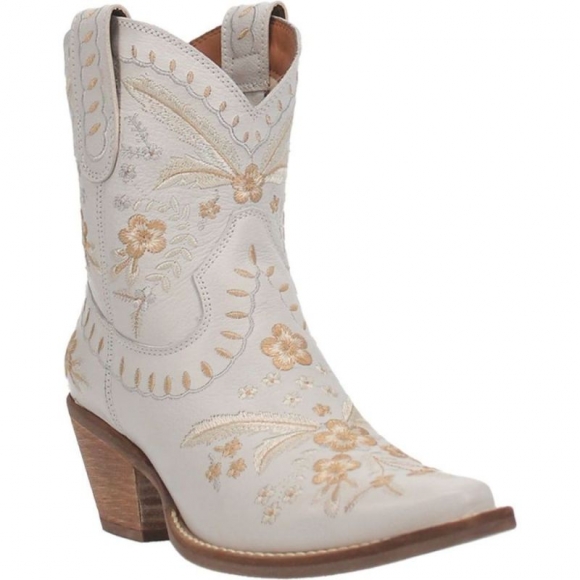 WOMEN'S DINGO PRIMROSE LEATHER BOOTIE-WHITE | FREE SHIPPING