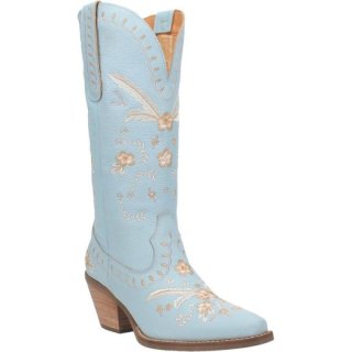 WOMEN'S DINGO FULL BLOOM LEATHER BOOT-BLUE | FREE SHIPPING