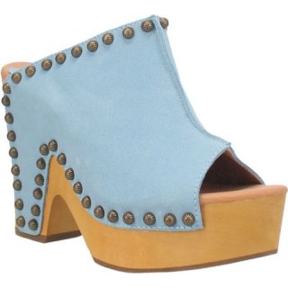 WOMEN'S DINGO PEACE N' LOVE LEATHER CLOG-BLUE | FREE SHIPPING