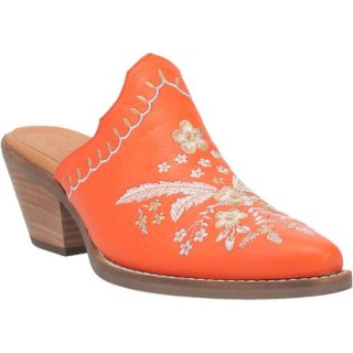 WOMEN'S DINGO WILDFLOWER LEATHER MULE-ORANGE | FREE SHIPPING