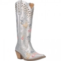 WOMEN'S DINGO POPPY LEATHER BOOT-SILVER | FREE SHIPPING