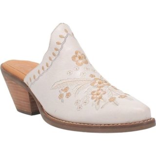 WOMEN'S DINGO WILDFLOWER LEATHER MULE-WHITE | FREE SHIPPING