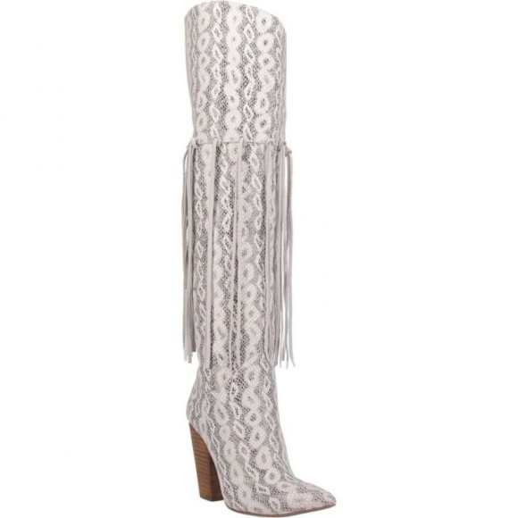 WOMEN'S DINGO KITTY KAT LEATHER BOOT-WHITE | FREE SHIPPING