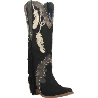 WOMEN'S DINGO DREAM CATCHER LEATHER BOOT-BLACK | FREE SHIPPING