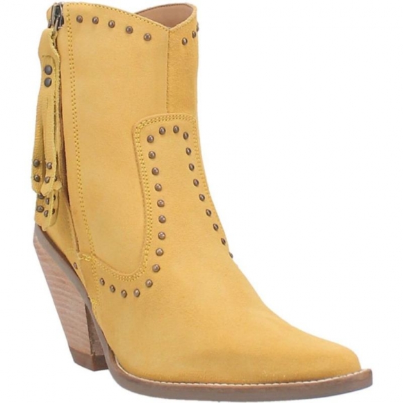 WOMEN'S DINGO CLASSY N' SASSY LEATHER BOOTIE-YELLOW SUEDE | FREE SHIPPING
