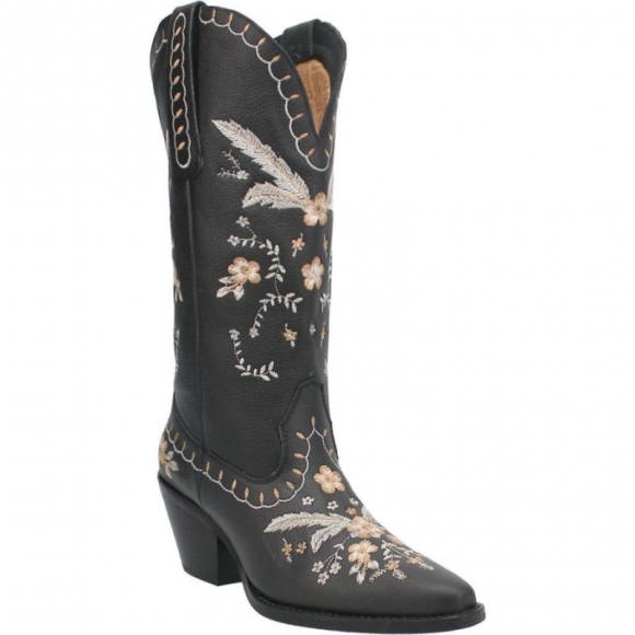 WOMEN'S DINGO FULL BLOOM LEATHER BOOT-BLACK | FREE SHIPPING
