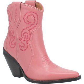 WOMEN'S DINGO PRETTY N' PRISSY LEATHER BOOTIE-PINK | FREE SHIPPING