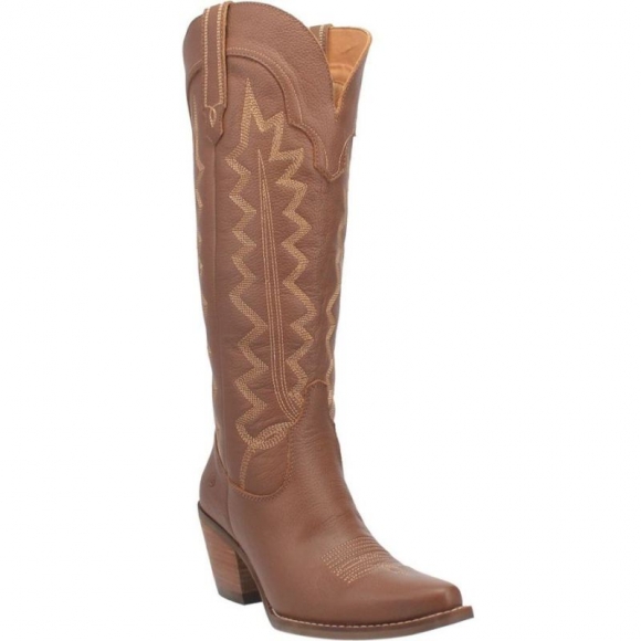WOMEN'S DINGO HIGH COTTON LEATHER BOOT-BROWN | FREE SHIPPING