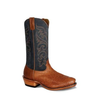 Fenoglio Hot Sell Men's Cognac Smooth Ostrich w/ Navy Suede Style No. 00101406 Fenoglio Hot Sell Men's Cognac Smooth Ostrich w/ Navy Suede Style No. 00101406