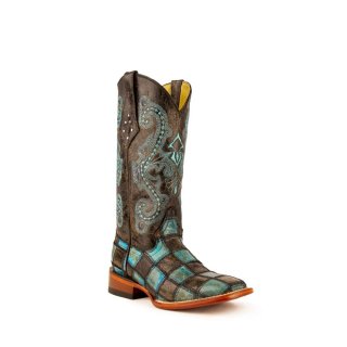 New Arrivals Ferrini Women's Patchwork-Black/Teal New Arrivals Ferrini Women's Patchwork-Black/Teal