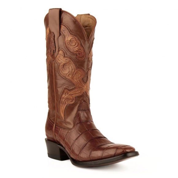 New Arrivals Ferrini Men's Stallion - American Alligator-Cognac