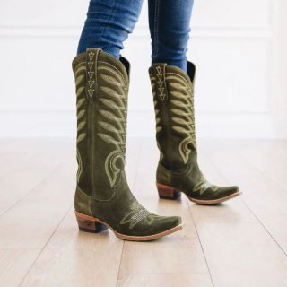 LANE | WOMEN'S SQUASH BLOSSOM-Olive Suede