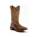 QUICK SHIP | LAREDO WOMEN'S LEOPARD PRINT WESTERN PERFORMANCE BOOTS - BROAD SQUARE TOE-CHOCOLATE