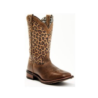 QUICK SHIP | LAREDO WOMEN'S LEOPARD PRINT WESTERN PERFORMANCE BOOTS - BROAD SQUARE TOE-CHOCOLATE