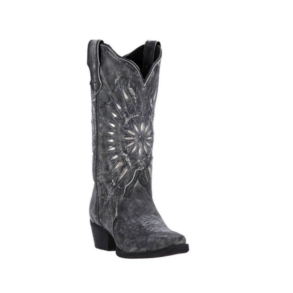 QUICK SHIP | LAREDO WOMEN'S SILVER STARBURST WESTERN BOOTS - SNIP TOE-BLACK