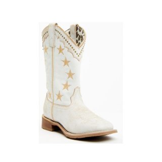 QUICK SHIP | LAREDO WOMEN'S EARLY STAR 11" STUDDED WESTERN PERFORMANCE BOOTS - BROAD SQUARE TOE-WHITE