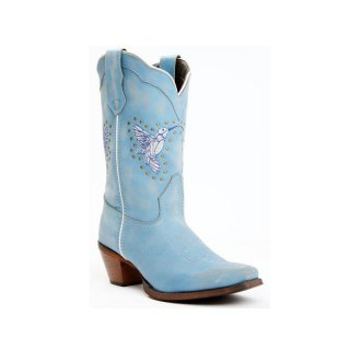 QUICK SHIP | LAREDO WOMEN'S JOY 11" HUMMINGBIRD EMBROIDERED WESTERN BOOT - SQUARE TOE-BLUE