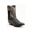 QUICK SHIP | LAREDO WOMEN'S BLACK DISTRESSED FRINGE WESTERN BOOTS - SNIP TOE-BLACK