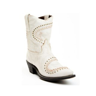 QUICK SHIP | LAREDO WOMEN'S BONE EMBELLISHED BOOTIES - SNIP TOE-OFF WHITE