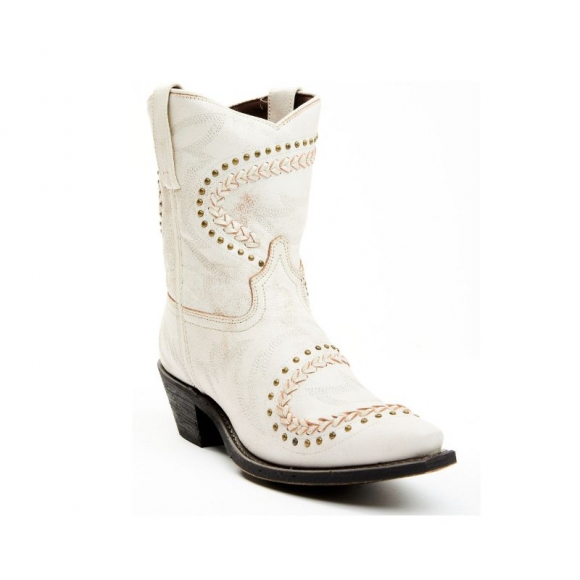 QUICK SHIP | LAREDO WOMEN'S BONE EMBELLISHED BOOTIES - SNIP TOE-OFF WHITE