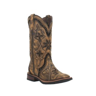 QUICK SHIP | LAREDO WOMEN'S BOUQUET WESTERN PERFORMANCE BOOTS - BROAD SQUARE TOE-BROWN