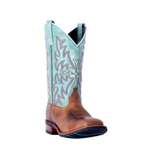 QUICK SHIP | LAREDO WOMEN'S ANITA BROWN/BLUE WESTERN PERFORMANCE BOOTS - BROAD SQUARE TOE-BROWN