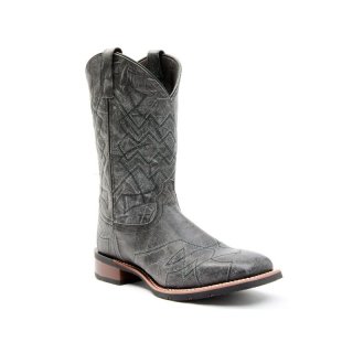 QUICK SHIP | LAREDO MEN'S CHARCOAL GEO STITCH WESTERN BOOTS - BROAD SQUARE TOE-CHARCOAL