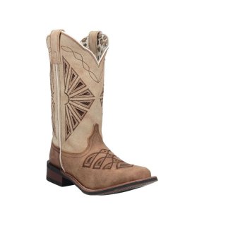 QUICK SHIP | LAREDO WOMEN'S KITE DAYS WESTERN BOOTS - BROAD SQUARE TOE-BROWN